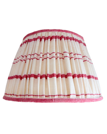  36cm Red & White Stripe Vintage Linen Lampshade