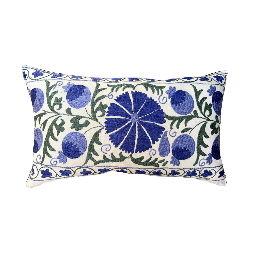 Blue & Green Rectangle Suzani Cushion 024