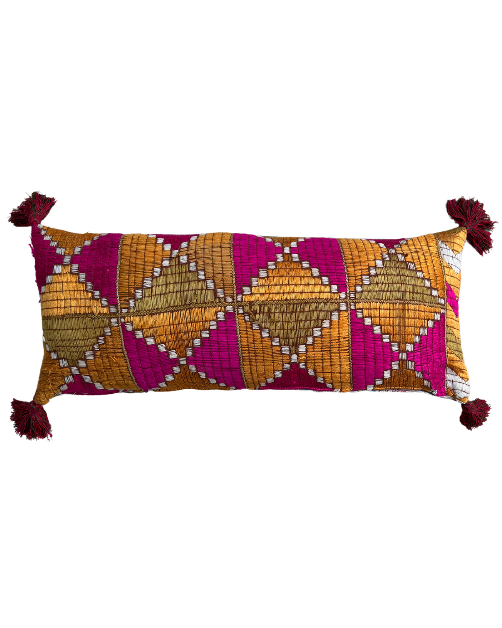 Phulkhari Cushions with Tassels - Pink
