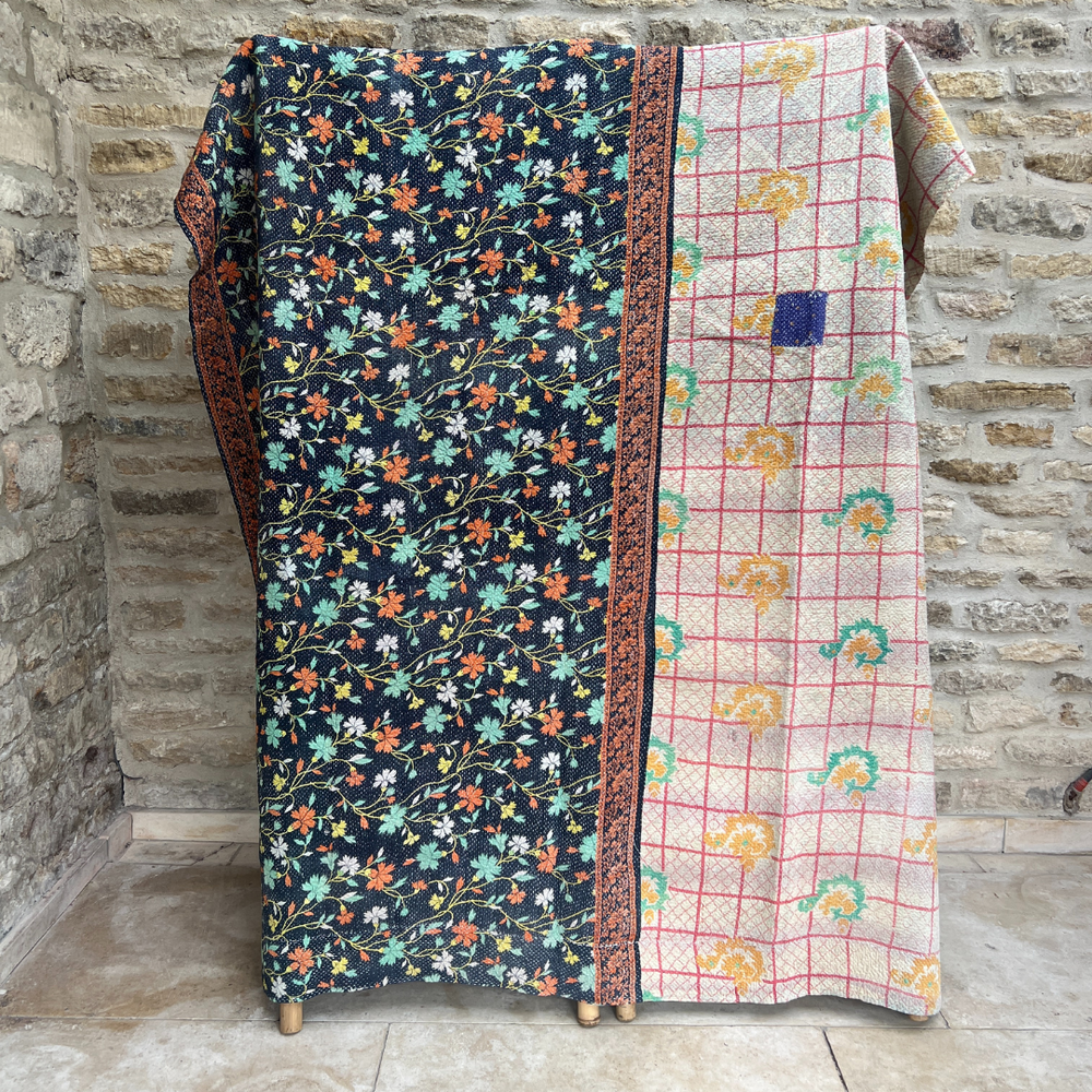 Patchwork Kantha Quilt No. 036