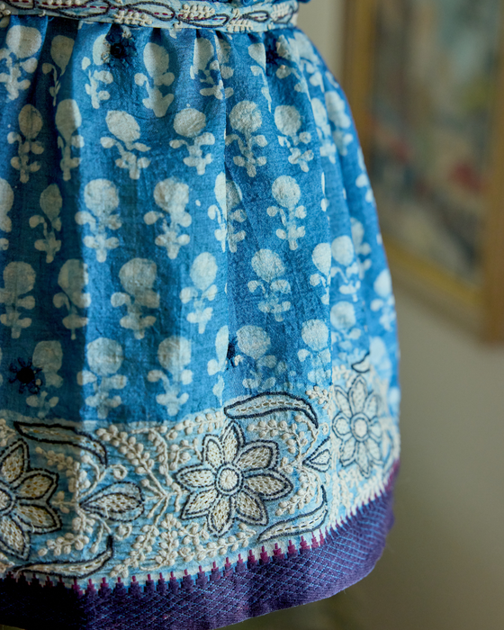 36cm Blue Vintage Sari Lampshade