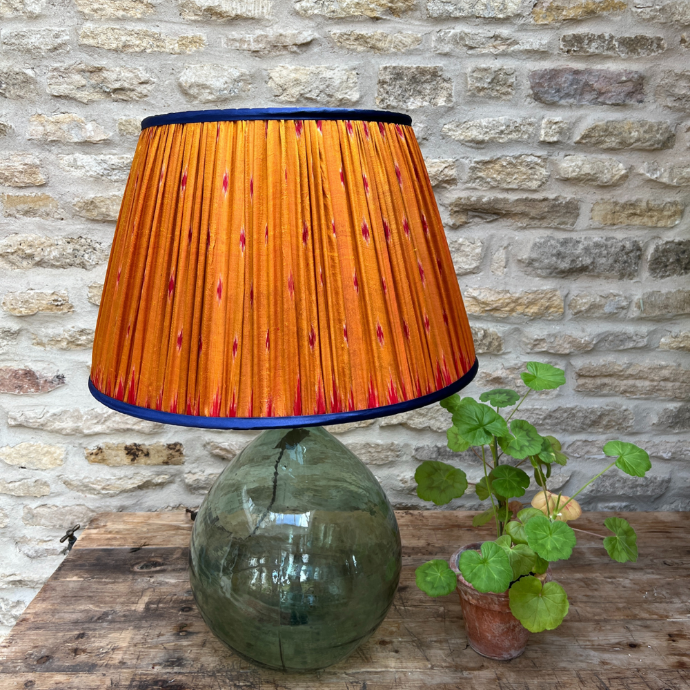 51cm Orange and Blue Silk Sari Lampshade