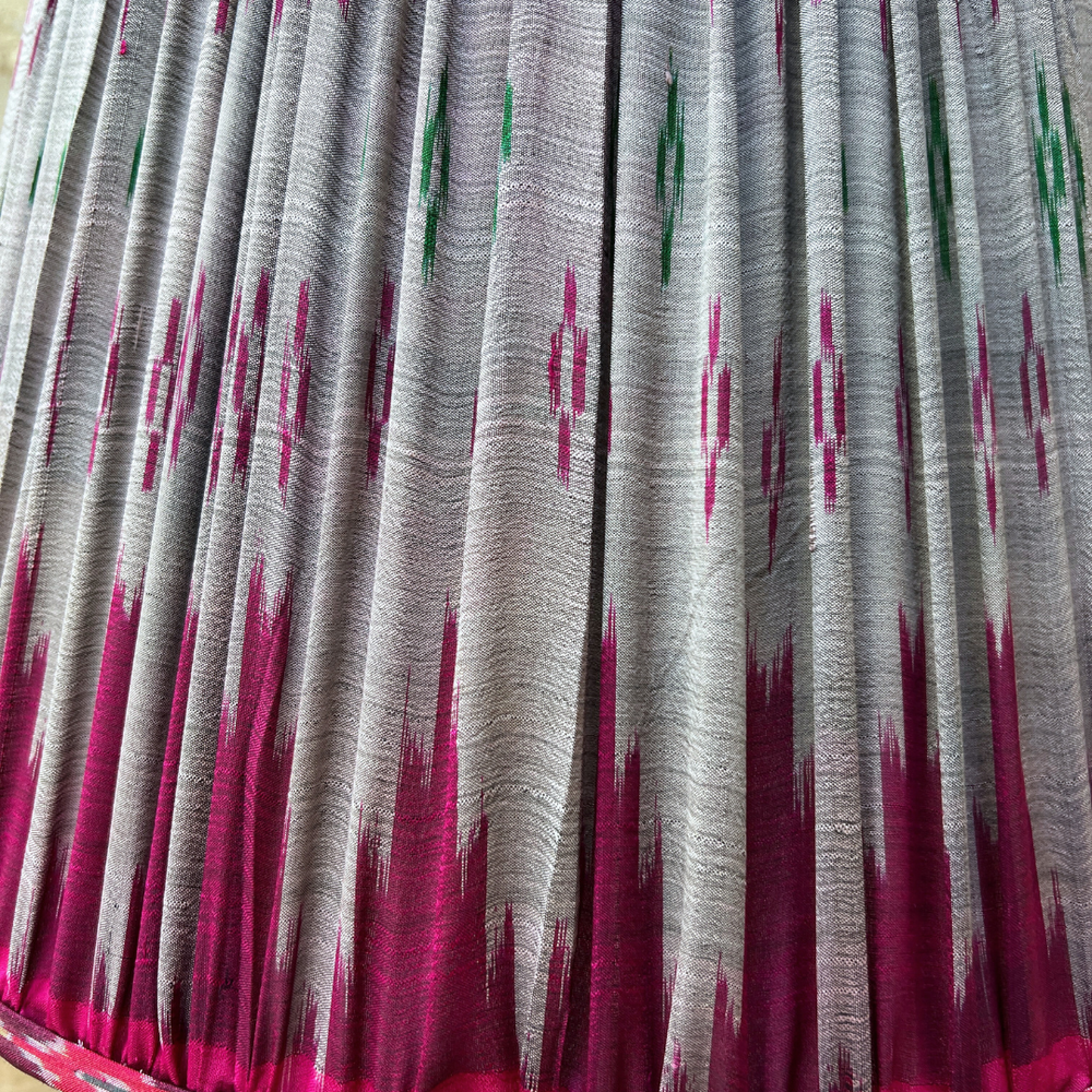 
                      
                        51cm Magenta and Grey Silk Sari Lampshade
                      
                    