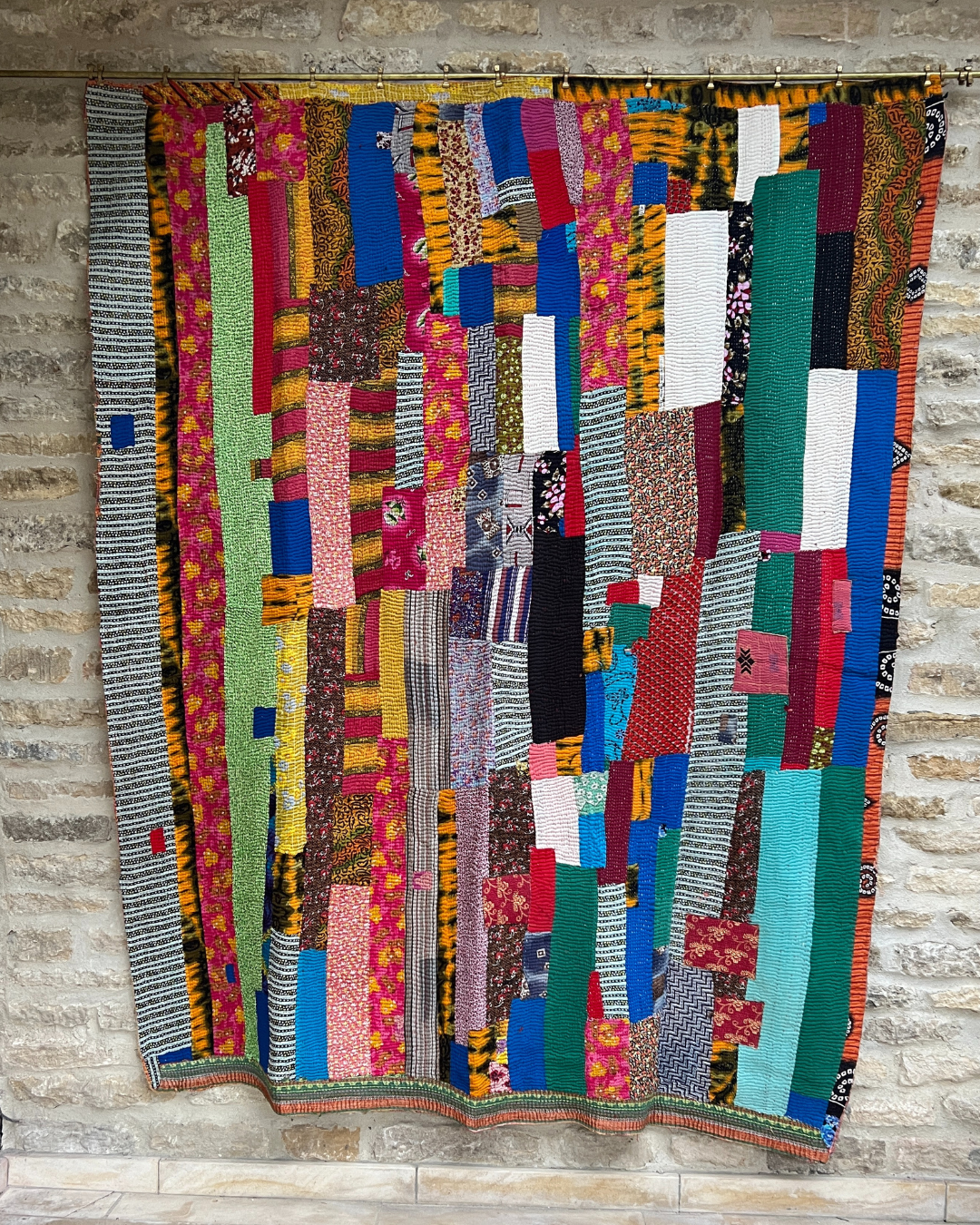 Patchwork Kantha Quilt No. 048