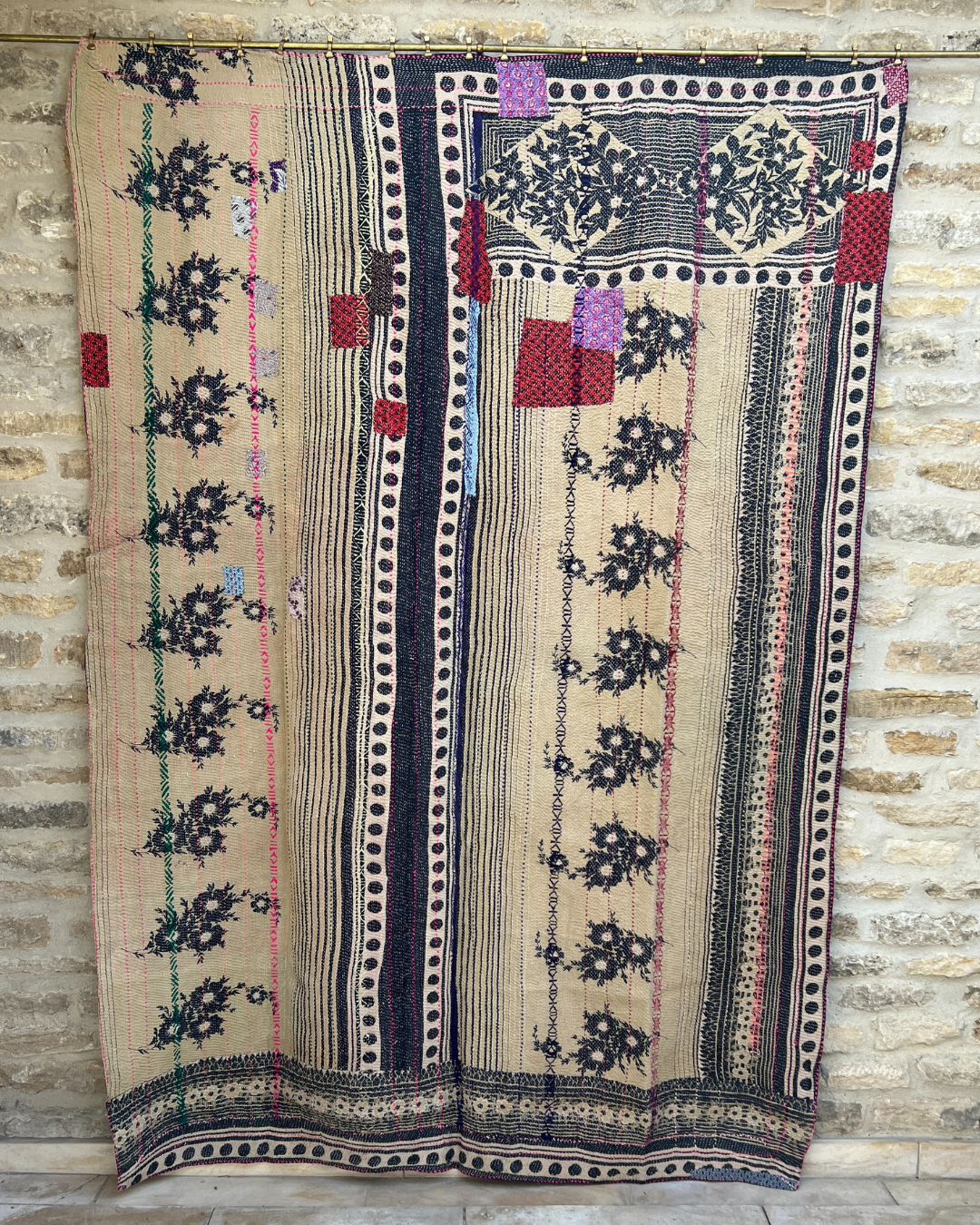 Patchwork Kantha Quilt No. 835