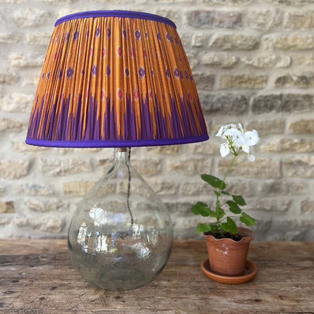 51cm Orange and Purple Silk Sari Lampshade