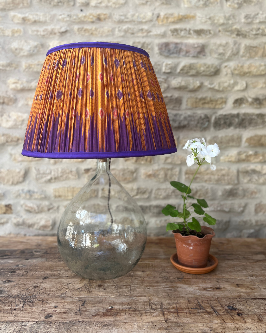 51cm Orange and Purple Silk Sari Lampshade