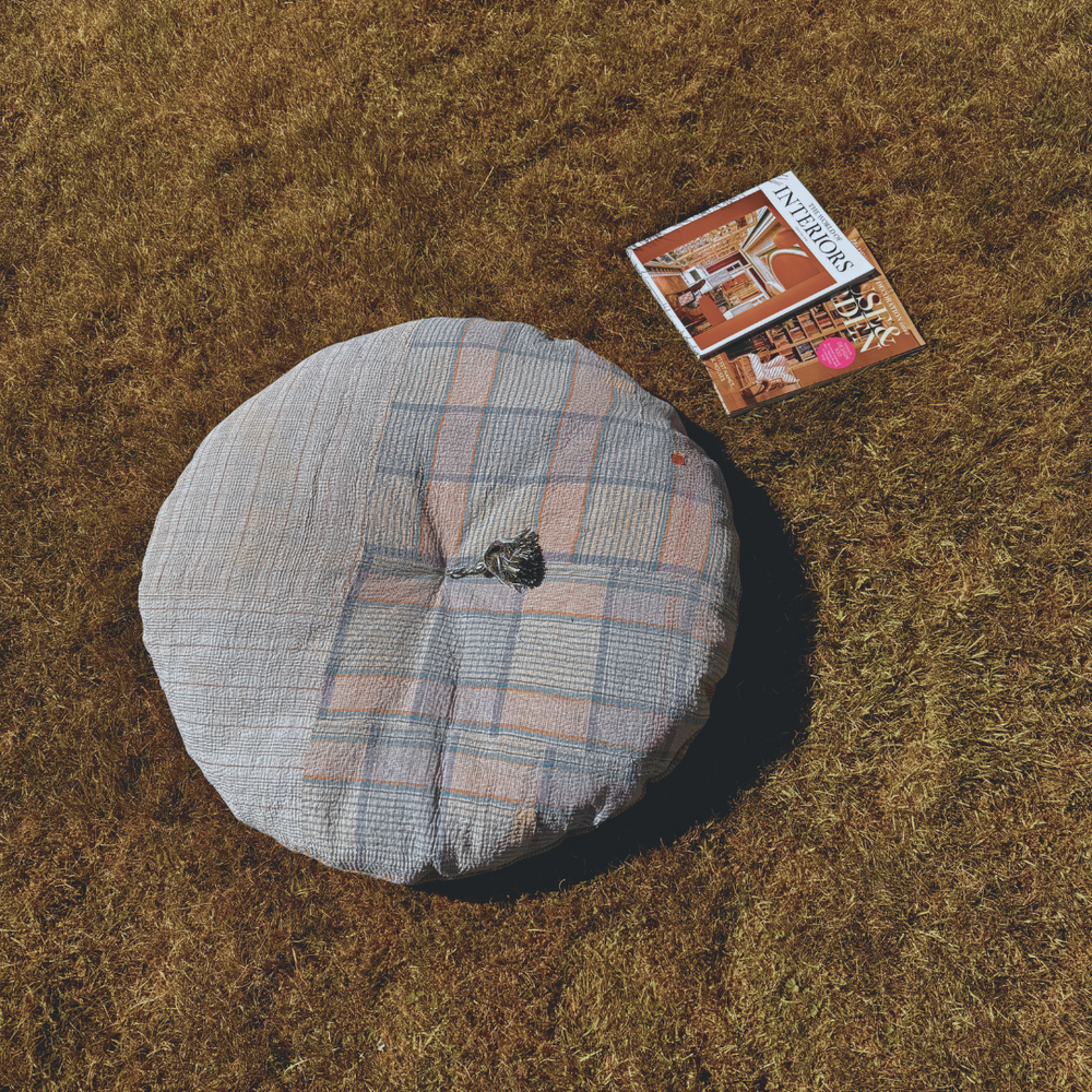 
                      
                        Kantha Round Squab Cushion
                      
                    