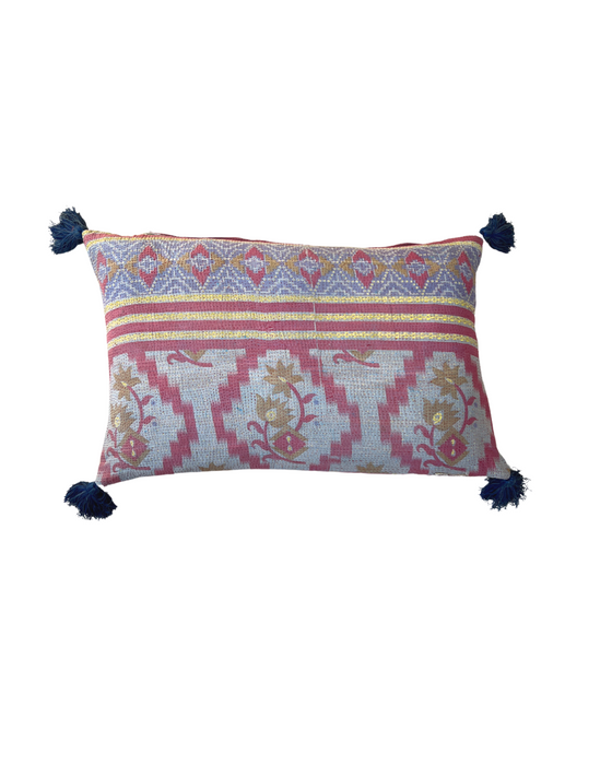 Kantha Cushion with Tassels