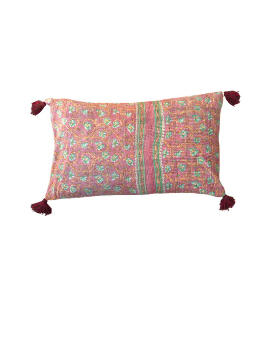 Kantha Cushion with Tassels