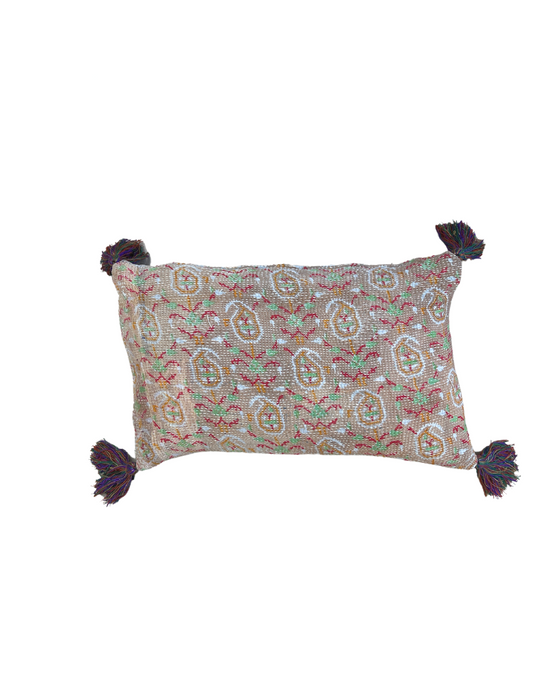 Kantha Cushion with Tassels